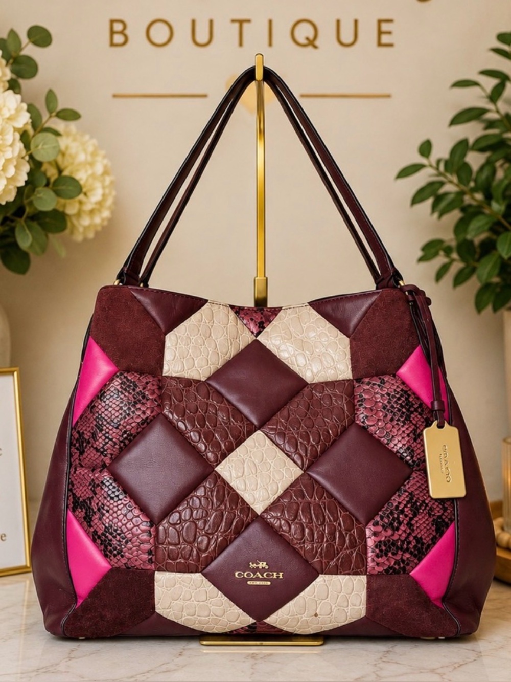 Coach Edie 31 Canyon Quilt Exotic Leather Shoulder Bag
